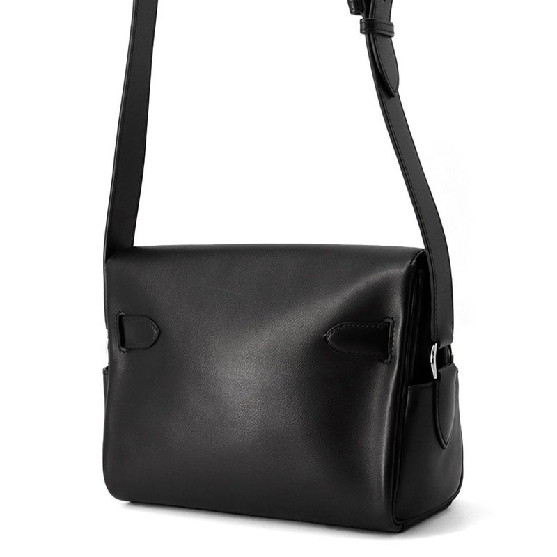 エルメス ケリーメッセンジャーPM ブラック/シルバー金具 エバーグレイン K刻印 HERMES メンズ 黒