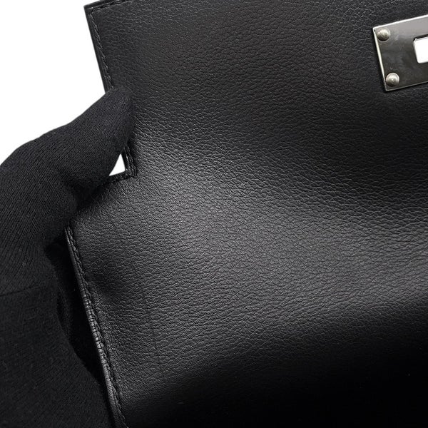 エルメス ケリーメッセンジャーPM ブラック/シルバー金具 エバーグレイン K刻印 HERMES メンズ 黒