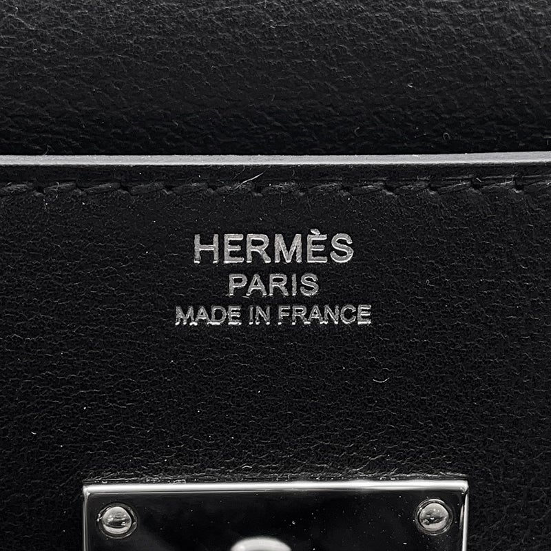 エルメス ケリーメッセンジャーPM ブラック/シルバー金具 エバーグレイン K刻印 HERMES メンズ 黒