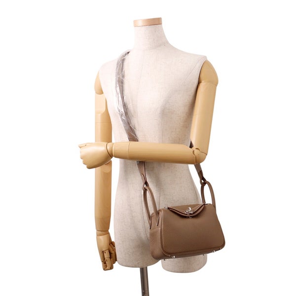 エルメス リンディ ミニ エトゥープ/シルバー金具 トリヨンクレマンス U刻印 ２wayショルダー