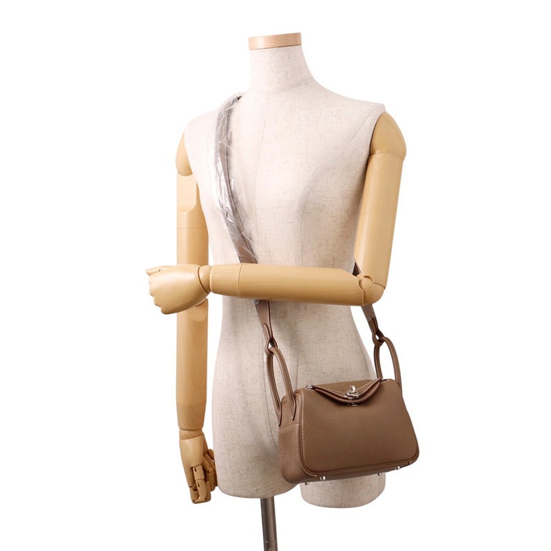 エルメス リンディ ミニ エトゥープ/シルバー金具 トリヨンクレマンス U刻印 ２wayショルダー