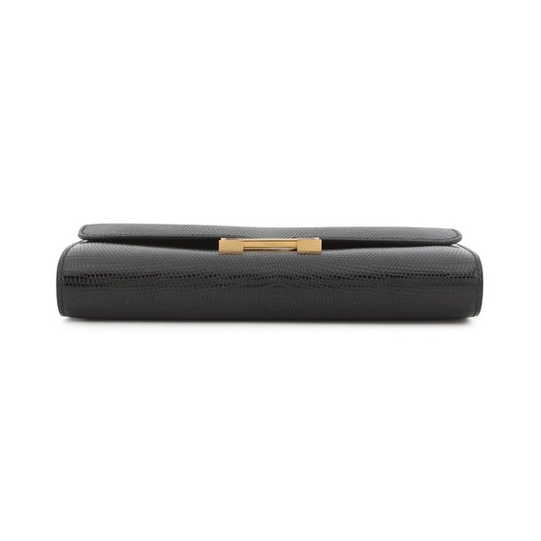 エルメス 長財布 コンスタンス トゥーゴー ロング ブラック/ゴールド金具 リザードシャイン U刻印 財布 黒
