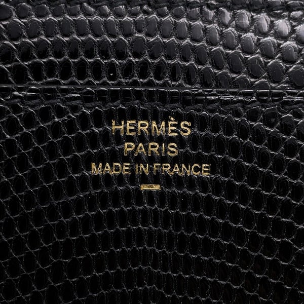 エルメス 長財布 コンスタンス トゥーゴー ロング ブラック/ゴールド金具 リザードシャイン U刻印 財布 黒