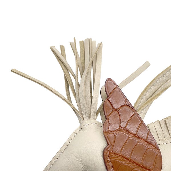 エルメス バッグチャーム ロデオPM ペガサス タッチ クレ/ゴールド ラムスキン/アリゲーターマット W刻印