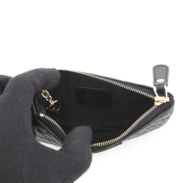 グッチ キーケース マイクログッチシマ レザー 544248 GUCCI コインケース 黒 アウトレット品