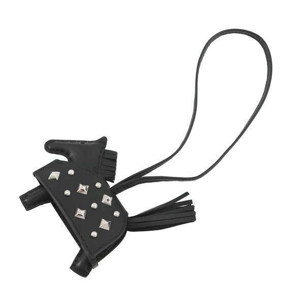 エルメス バッグチャーム ロデオPM ロベオ ロック ブラック/シルバー金具 ラムスキン K刻印  HERMES チャーム 黒