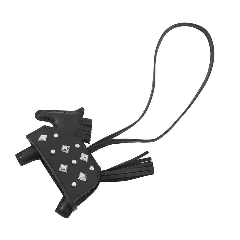 エルメス バッグチャーム ロデオPM ロベオ ロック ブラック/シルバー金具 ラムスキン K刻印  HERMES チャーム 黒