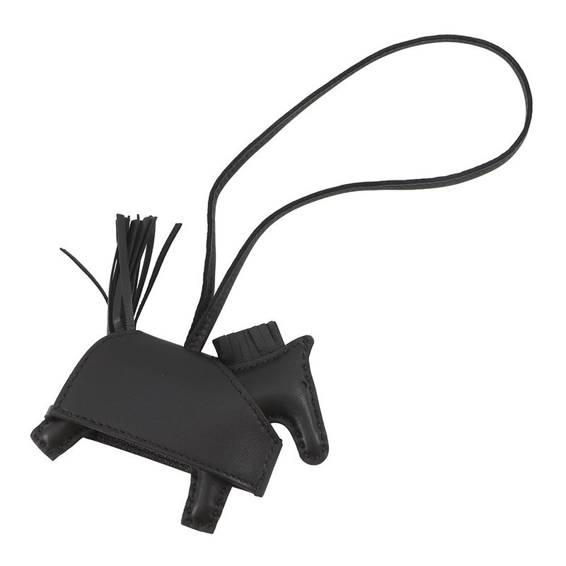 エルメス バッグチャーム ロデオPM ロベオ ロック ブラック/シルバー金具 ラムスキン K刻印  HERMES チャーム 黒