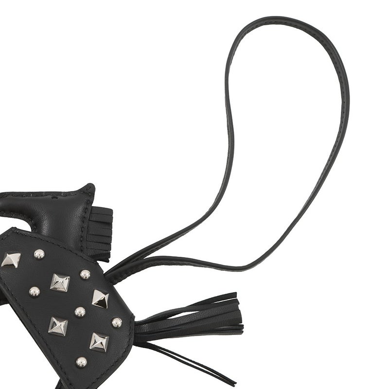 エルメス バッグチャーム ロデオPM ロベオ ロック ブラック/シルバー金具 ラムスキン K刻印  HERMES チャーム 黒