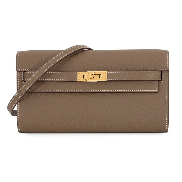 エルメス ケリーウォレット ロング トゥーゴー エトゥープ/ゴールド金具 エプソン K刻印 財布