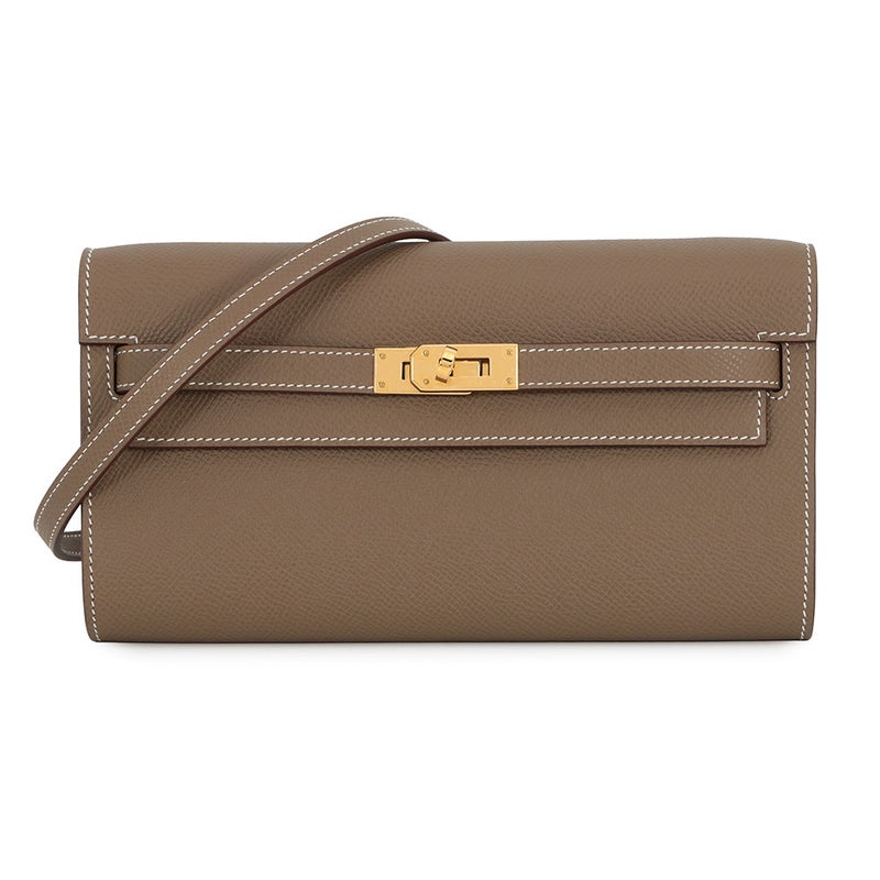 エルメス ケリーウォレット ロング トゥーゴー エトゥープ/ゴールド金具 エプソン K刻印 財布