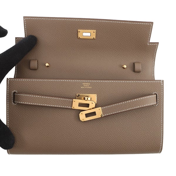 エルメス ケリーウォレット ロング トゥーゴー エトゥープ/ゴールド金具 エプソン K刻印 財布