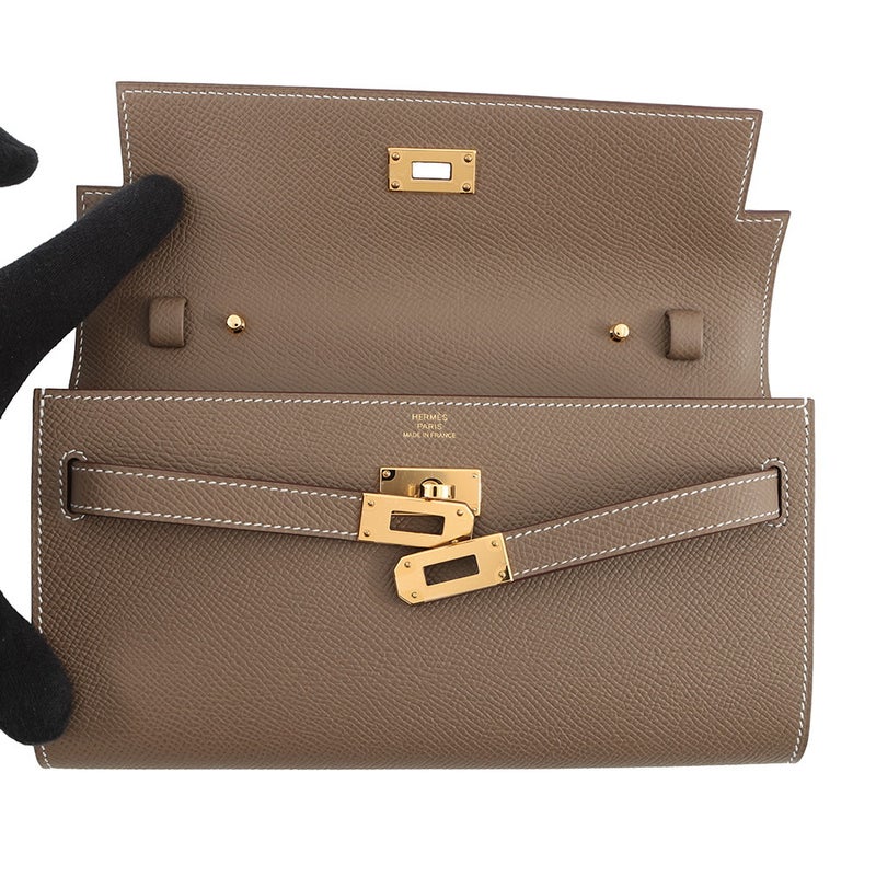 エルメス ケリーウォレット ロング トゥーゴー エトゥープ/ゴールド金具 エプソン K刻印 財布