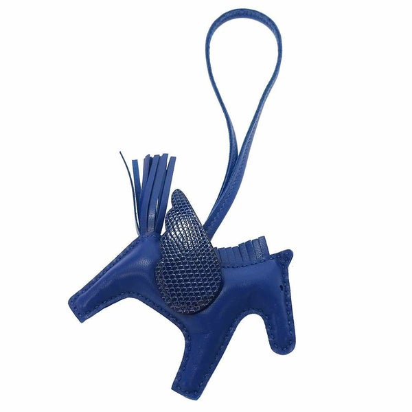 エルメス バッグチャーム ロデオPM ペガサス タッチ ブルーフランス リザード/ラムスキン U刻印