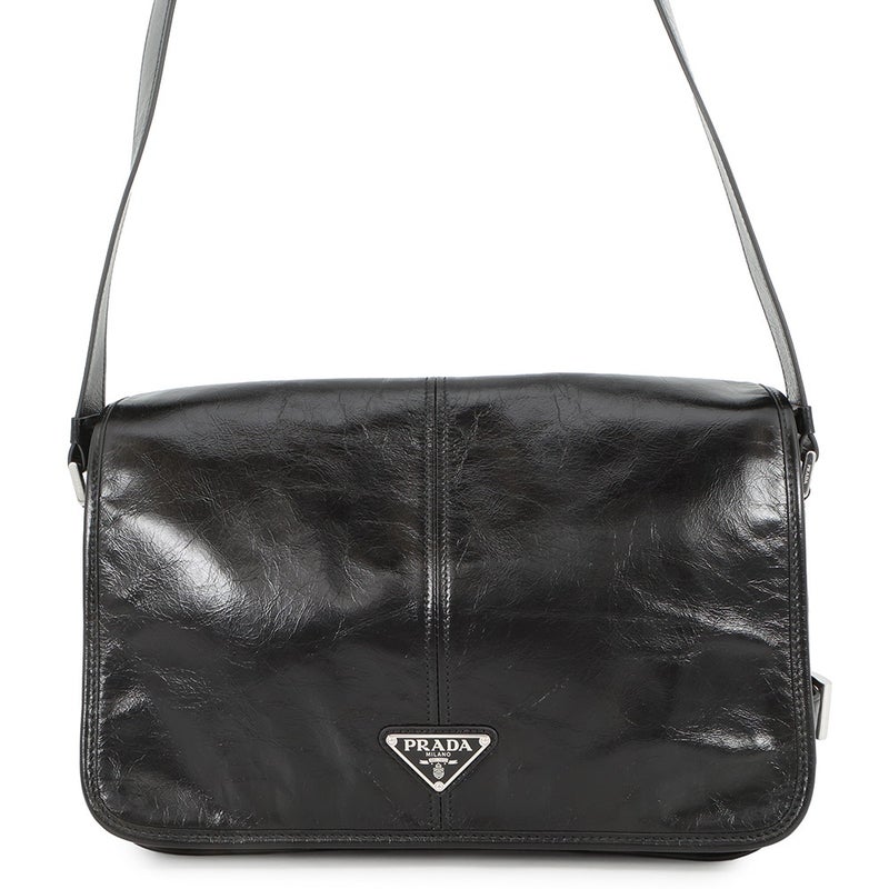 プラダ ショルダーバッグ トライアングルロゴ ソフトルックス レザー 2VD073 PRADA 黒