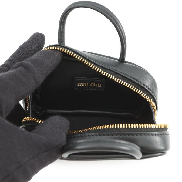 ミュウミュウ バッグチャーム マイクロバッグ レザー 5NR036 Miu Miu 黒