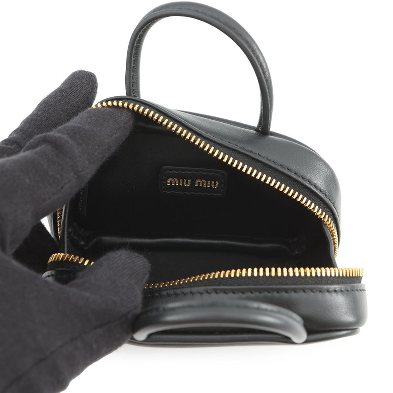 ミュウミュウ バッグチャーム マイクロバッグ レザー 5NR036 Miu Miu 黒