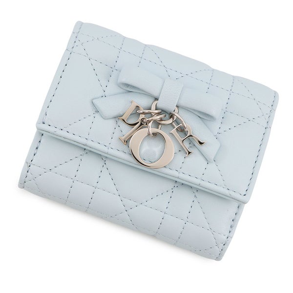 クリスチャン・ディオール 三つ折り財布 カナージュ My Dior Hibiscus Lジップウォレット ラムスキン S2608PUQA