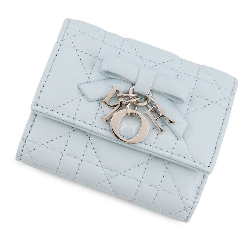 クリスチャン・ディオール 三つ折り財布 カナージュ My Dior Hibiscus Lジップウォレット ラムスキン S2608PUQA