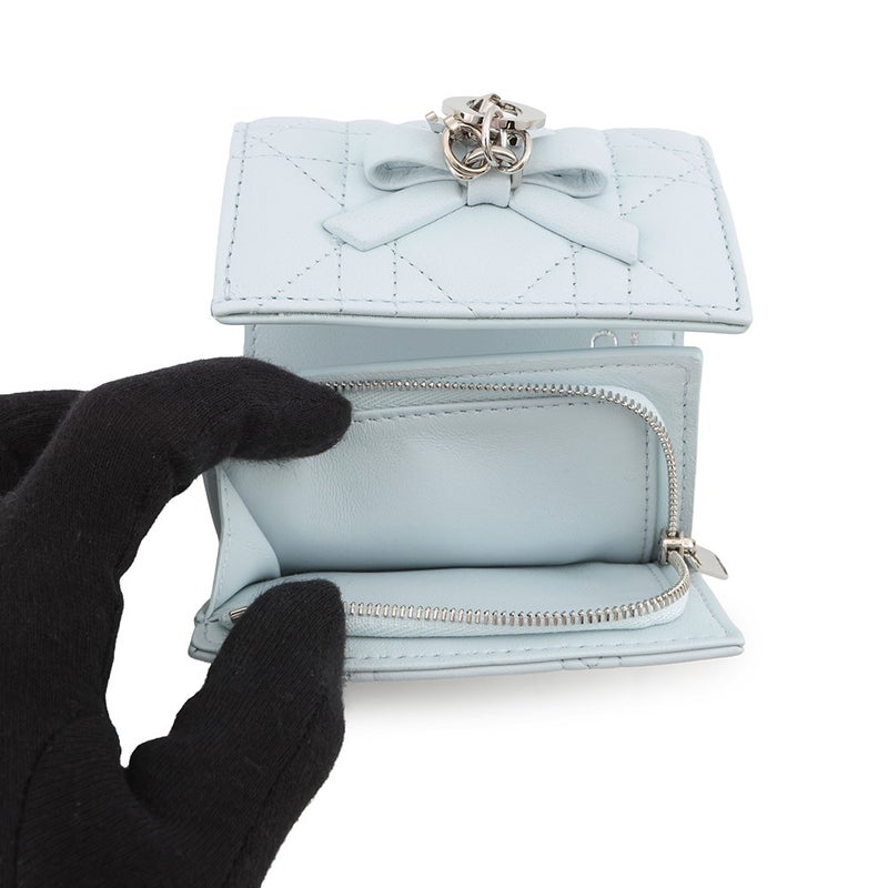 クリスチャン・ディオール 三つ折り財布 カナージュ My Dior Hibiscus Lジップウォレット ラムスキン S2608PUQA