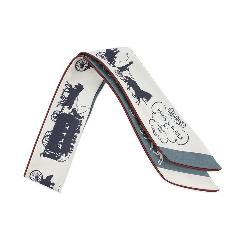 エルメス スカーフ ツイリー 車輪でめぐるパリ・ドゥ・トゥジュール シルク レザー 2023年秋冬