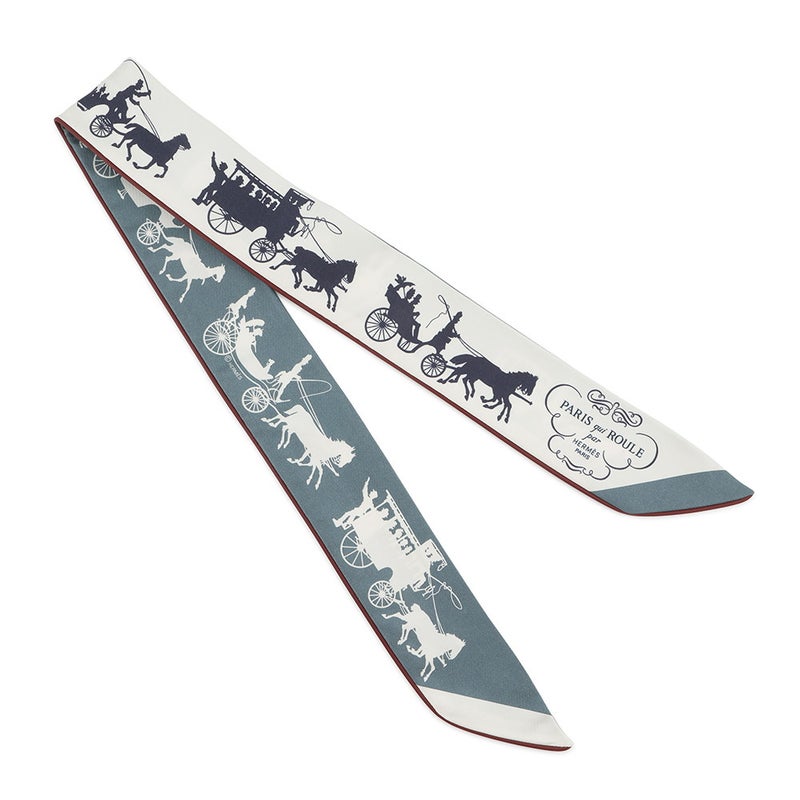 エルメス スカーフ ツイリー 車輪でめぐるパリ・ドゥ・トゥジュール シルク レザー 2023年秋冬