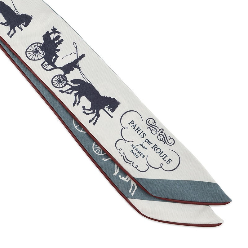 エルメス スカーフ ツイリー 車輪でめぐるパリ・ドゥ・トゥジュール シルク レザー 2023年秋冬
