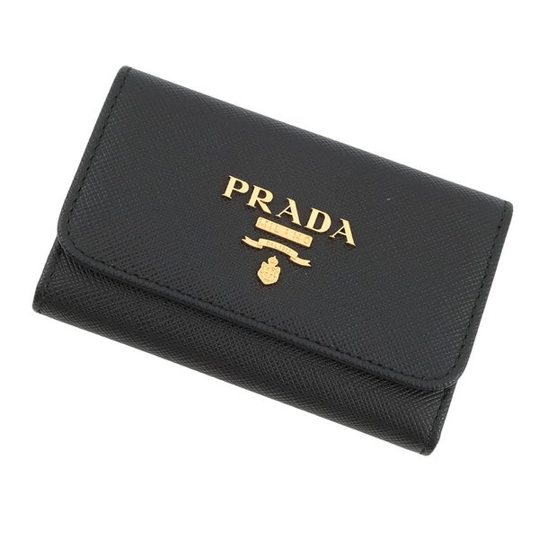 プラダ 4連キーケース マルチカラー キーケース サフィアーノレザー 1PG004 PRADA キーリング付き 黒