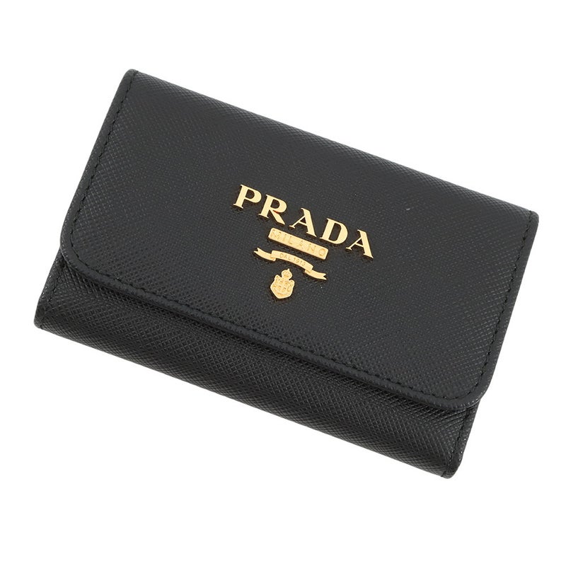 プラダ 4連キーケース マルチカラー キーケース サフィアーノレザー 1PG004 PRADA キーリング付き 黒