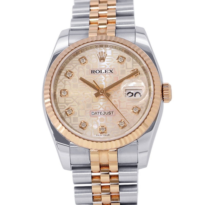 ロレックス デイトジャスト SS/K18PG V番 116231G ROLEX 腕時計 ピンクコンピューター文字盤 10Pダイヤ