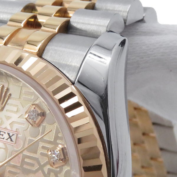 ロレックス デイトジャスト SS/K18PG V番 116231G ROLEX 腕時計 ピンクコンピューター文字盤 10Pダイヤ