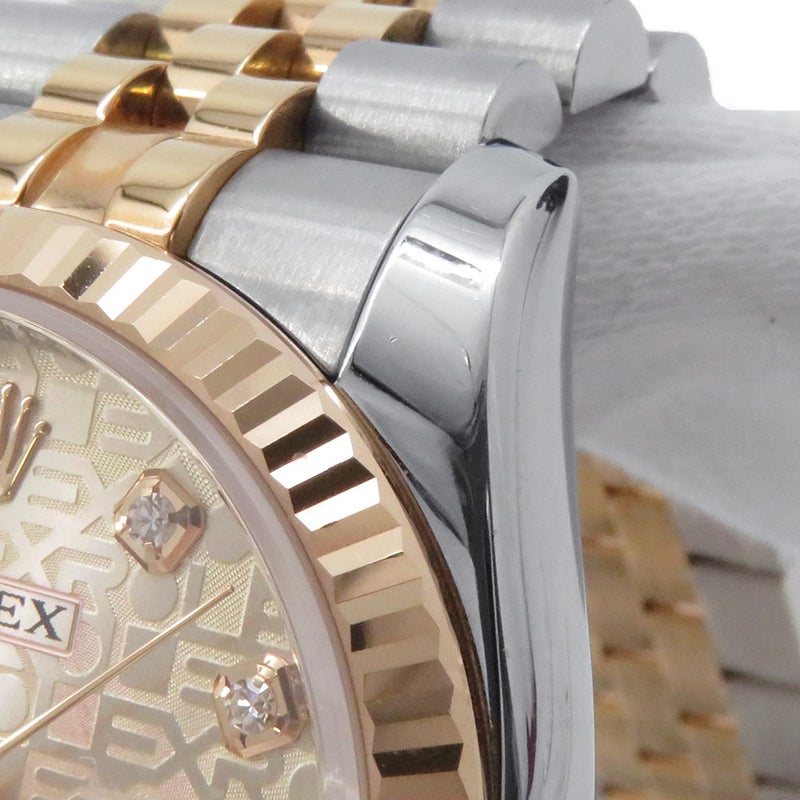 ロレックス デイトジャスト SS/K18PG V番 116231G ROLEX 腕時計 ピンクコンピューター文字盤 10Pダイヤ