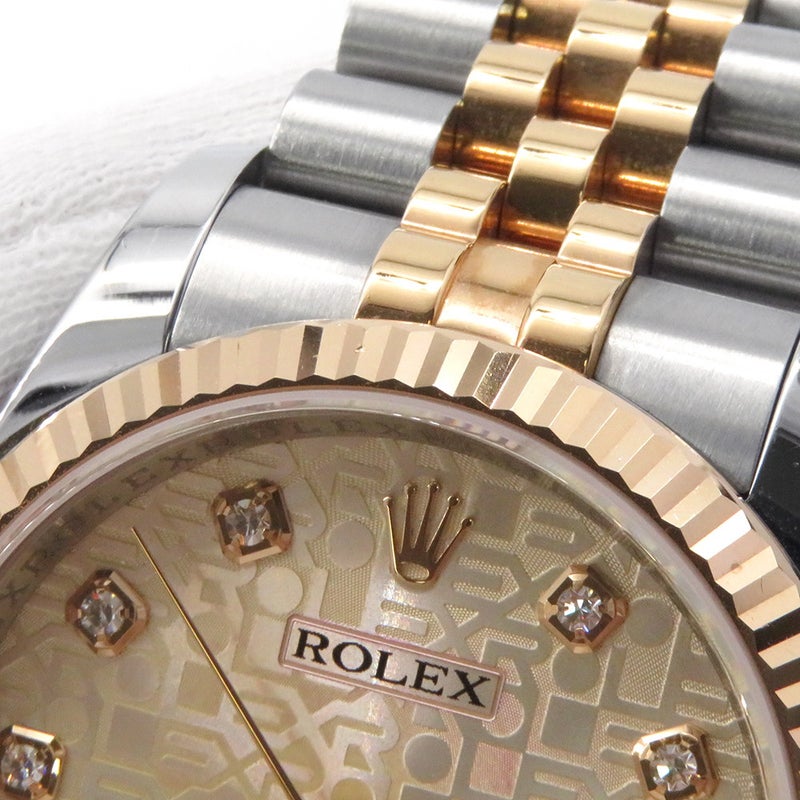 ロレックス デイトジャスト SS/K18PG V番 116231G ROLEX 腕時計 ピンクコンピューター文字盤 10Pダイヤ