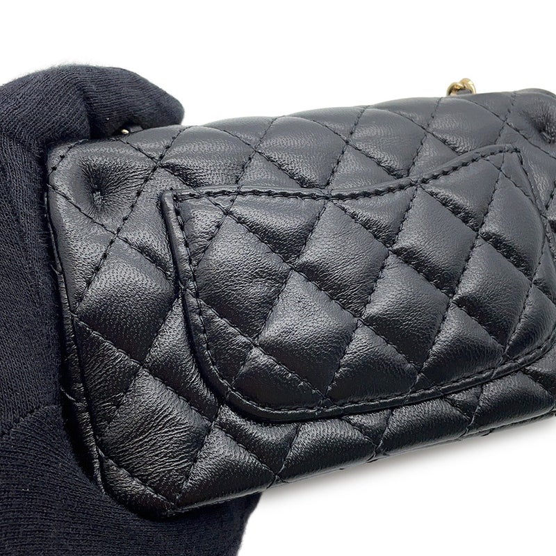 シャネル バッグチャーム ココマーク マトラッセ ミニバッグ ラムスキン AP4760 CHANEL ミニポーチ 小物入れ 黒