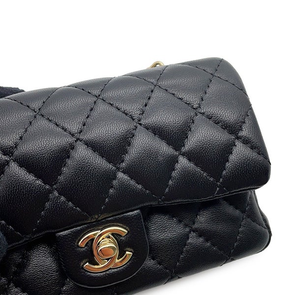 シャネル バッグチャーム ココマーク マトラッセ ミニバッグ ラムスキン AP4760 CHANEL ミニポーチ 小物入れ 黒