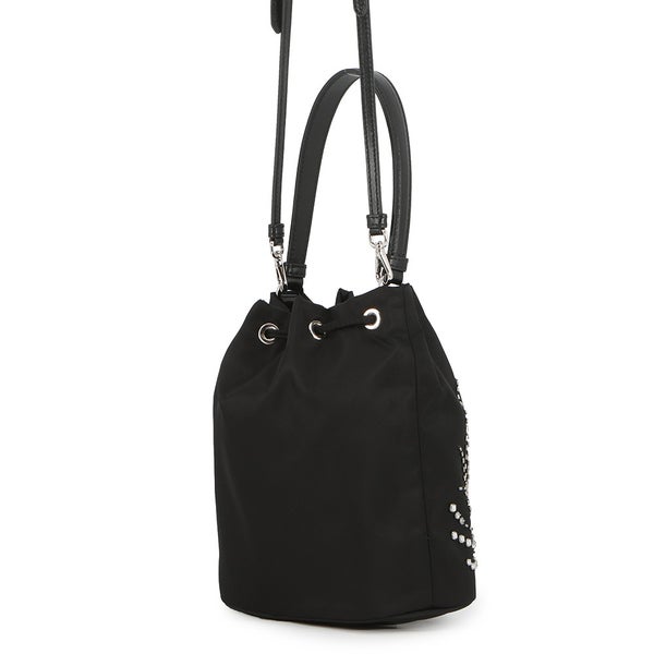プラダ ハンドバッグ 巾着バッグ ラインストーン スタッズ ビーズ ナイロン 1BE067 PRADA 2ｗayショルダーバッグ 黒