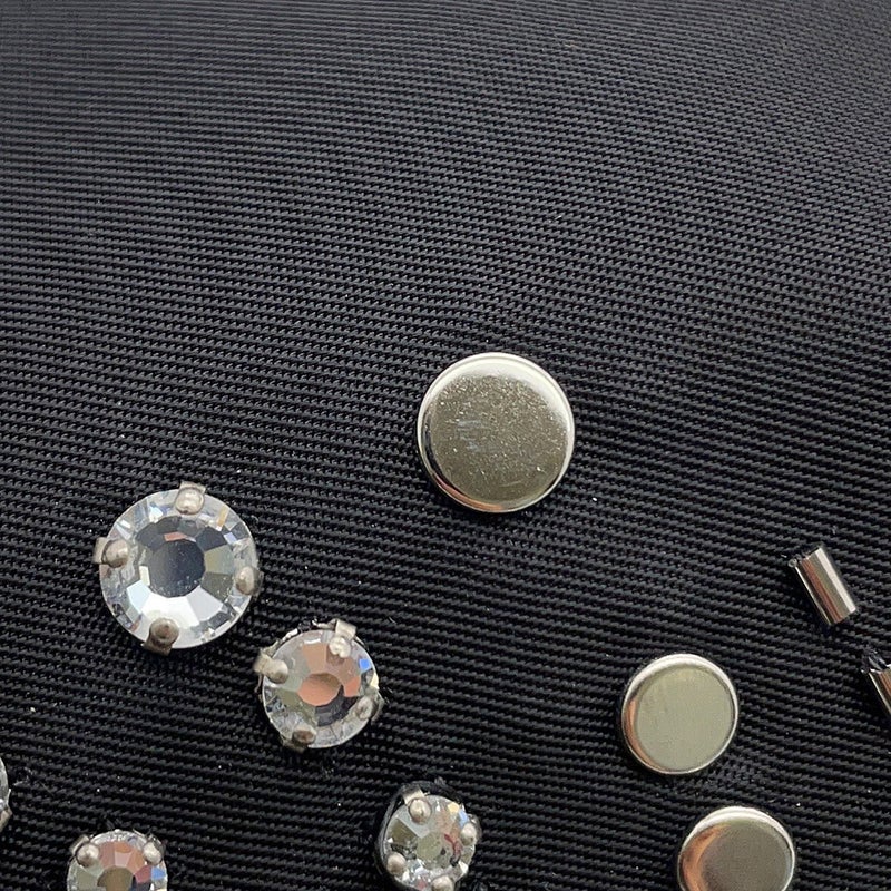 プラダ ハンドバッグ 巾着バッグ ラインストーン スタッズ ビーズ ナイロン 1BE067 PRADA 2ｗayショルダーバッグ 黒