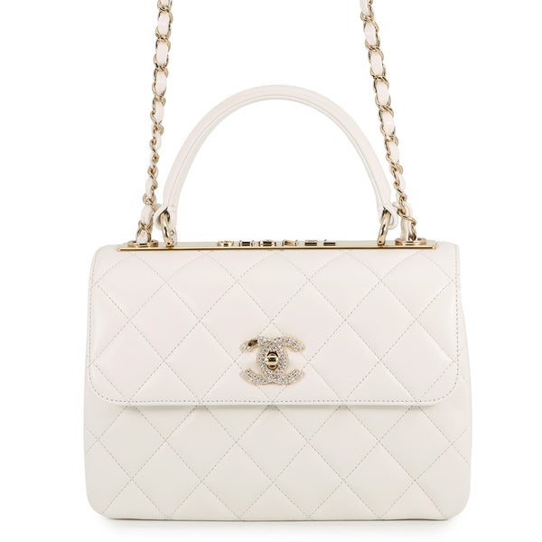 シャネル ハンドバッグ ココマーク マトラッセ トップハンドル ラムスキン A92236 CHANEL 2way チェーンショルダー 白