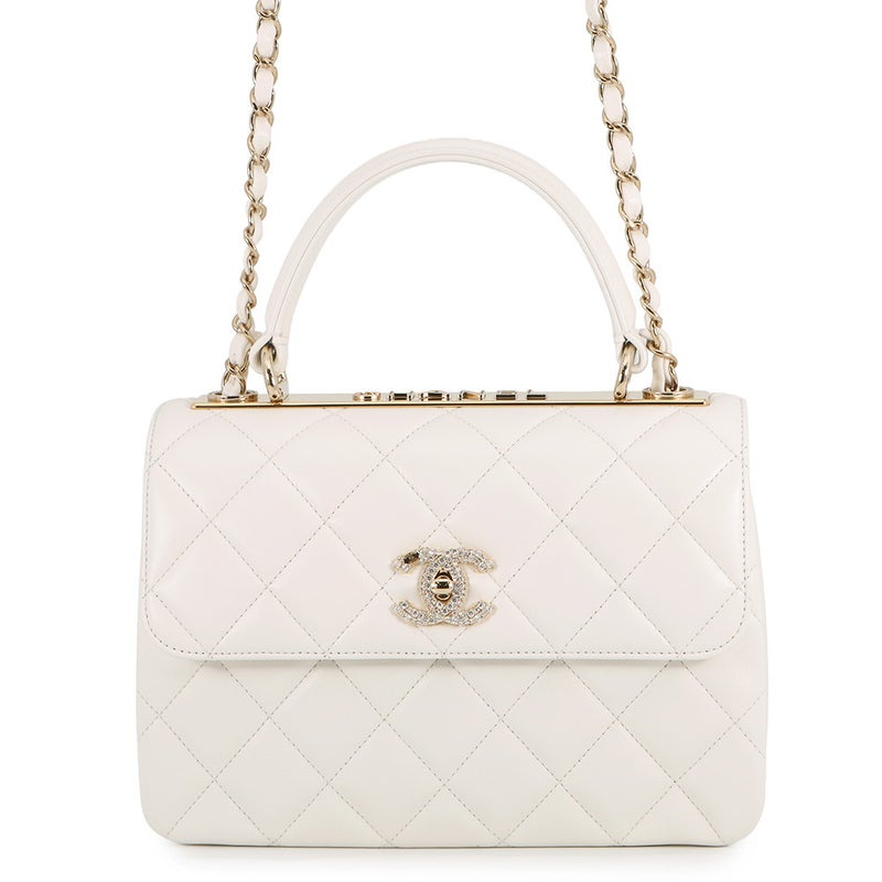 シャネル ハンドバッグ ココマーク マトラッセ トップハンドル ラムスキン A92236 CHANEL 2way チェーンショルダー 白