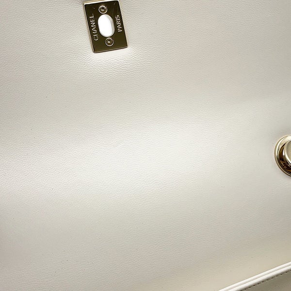 シャネル ハンドバッグ ココマーク マトラッセ トップハンドル ラムスキン A92236 CHANEL 2way チェーンショルダー 白