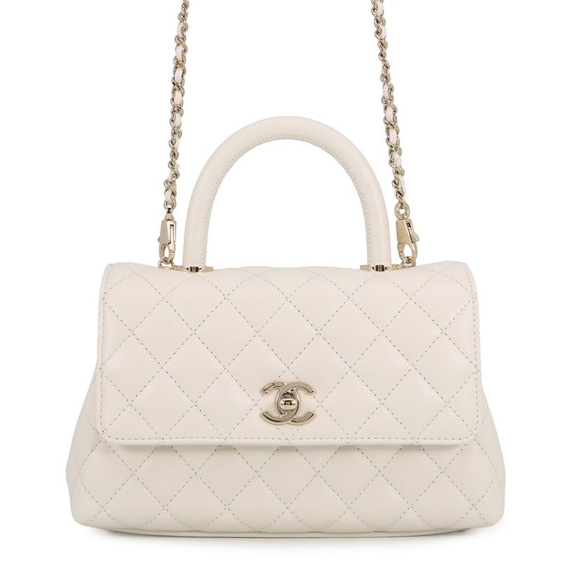 シャネル ハンドバッグ マトラッセ ココマーク ココハンドル キャビアスキン A92990 CHANEL 2wayショルダー 白