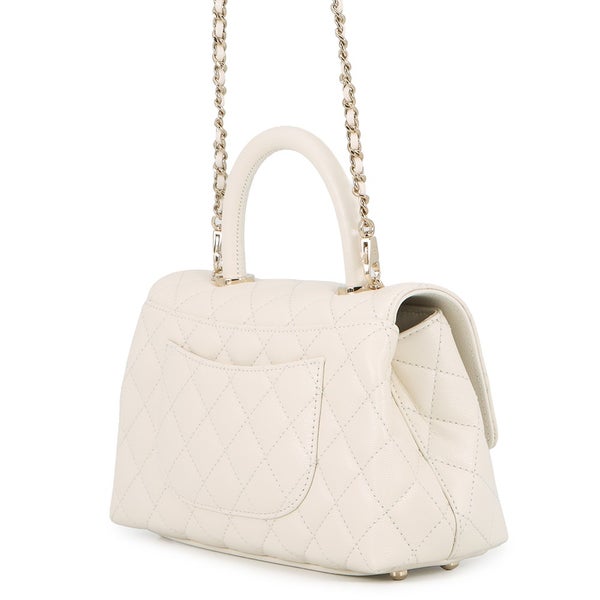 シャネル ハンドバッグ マトラッセ ココマーク ココハンドル キャビアスキン A92990 CHANEL 2wayショルダー 白