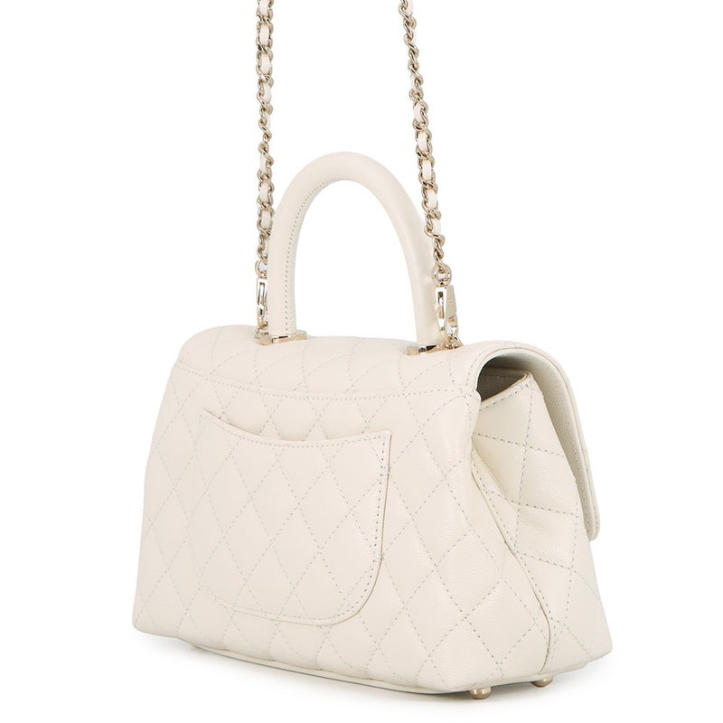 シャネル ハンドバッグ マトラッセ ココマーク ココハンドル キャビアスキン A92990 CHANEL 2wayショルダー 白