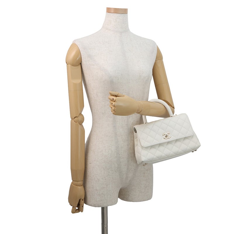 シャネル ハンドバッグ マトラッセ ココマーク ココハンドル キャビアスキン A92990 CHANEL 2wayショルダー 白