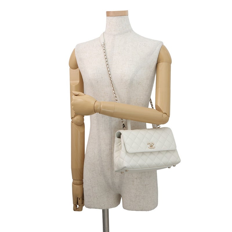 シャネル ハンドバッグ マトラッセ ココマーク ココハンドル キャビアスキン A92990 CHANEL 2wayショルダー 白