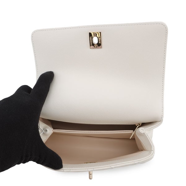 シャネル ハンドバッグ マトラッセ ココマーク ココハンドル キャビアスキン A92990 CHANEL 2wayショルダー 白