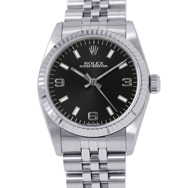 ロレックス オイスターパーペチュアル SS/K18WGホワイトゴールド W番 67514 ROLEX 腕時計 ウォッチ 黒文字盤