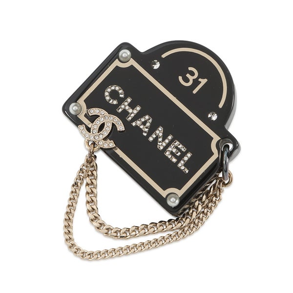 シャネル ブローチ ココマーク ロゴ チェーン ラインストーン フェイクパール D22B CHANEL アクセサリー