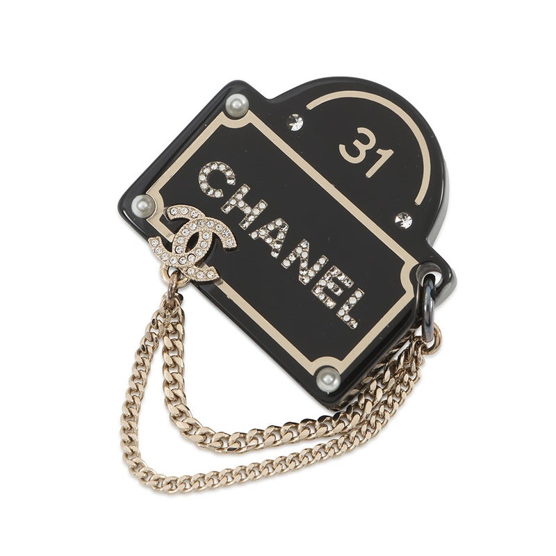 シャネル ブローチ ココマーク ロゴ チェーン ラインストーン フェイクパール D22B CHANEL アクセサリー