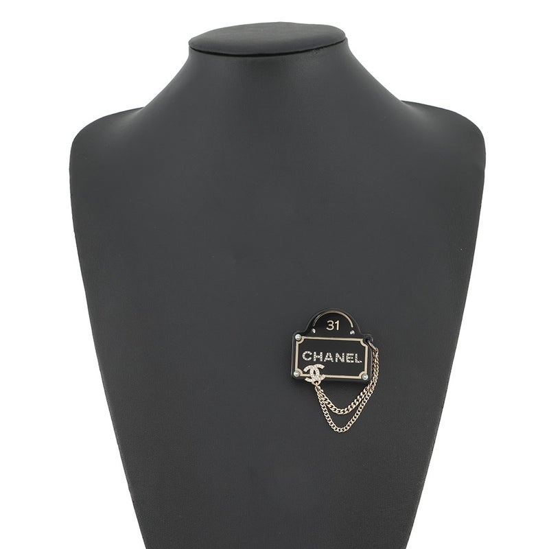 シャネル ブローチ ココマーク ロゴ チェーン ラインストーン フェイクパール D22B CHANEL アクセサリー